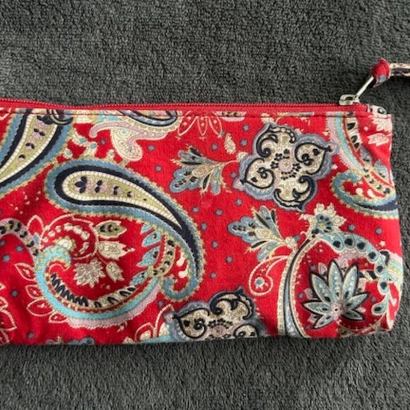 Women's Cosmetic Bag & ID Card Holder Set in Red Paisley - Picture 2 of 7